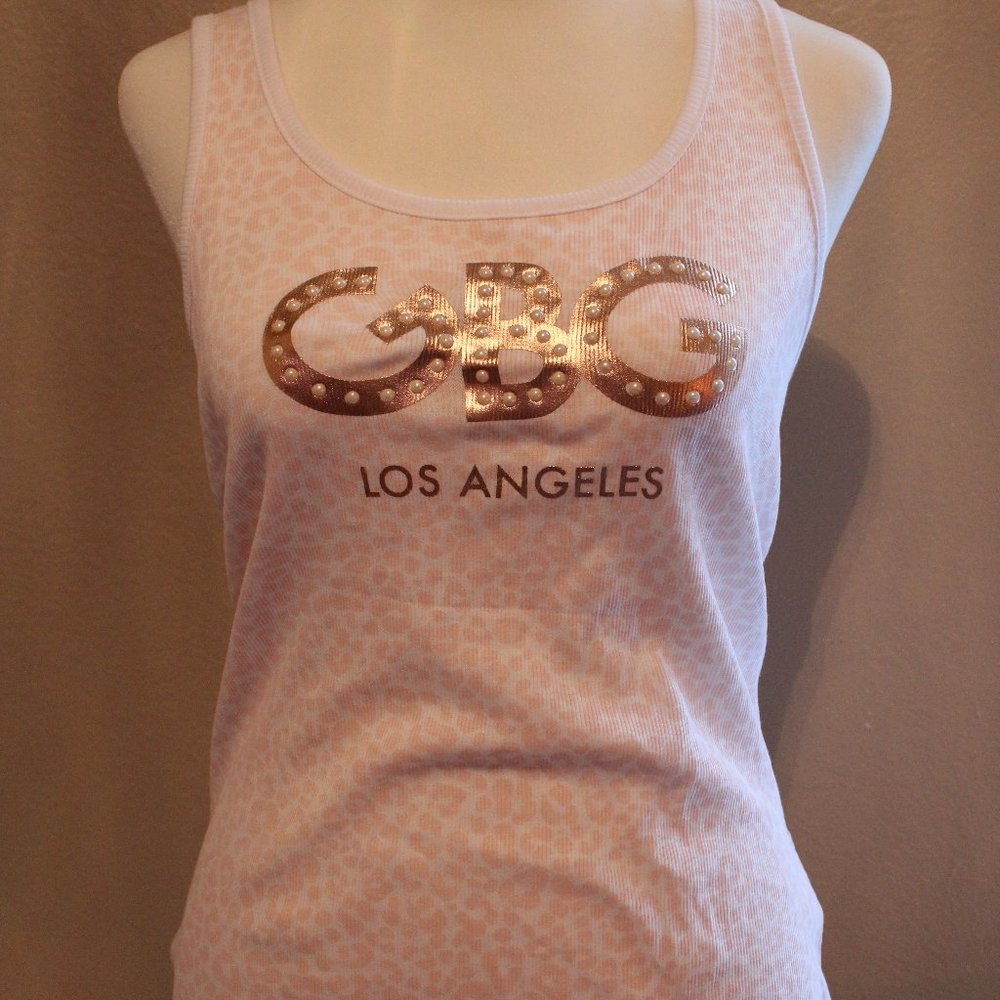 Woman's Guess Pink and Gold Leopard Print Tank Top Size Medium